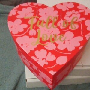 T.J.Maxx Heart-Shaped Red and Pink Floral Storage Box